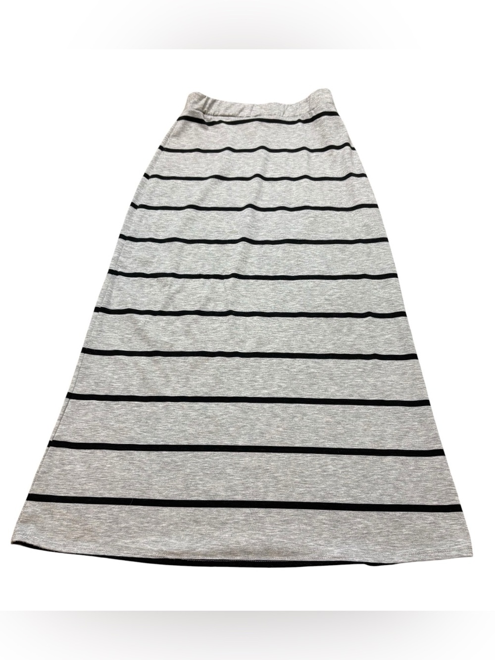 Ladies Ambiance Apparel Brand Maxi Skirt Grey with Black Stripes Size Small
